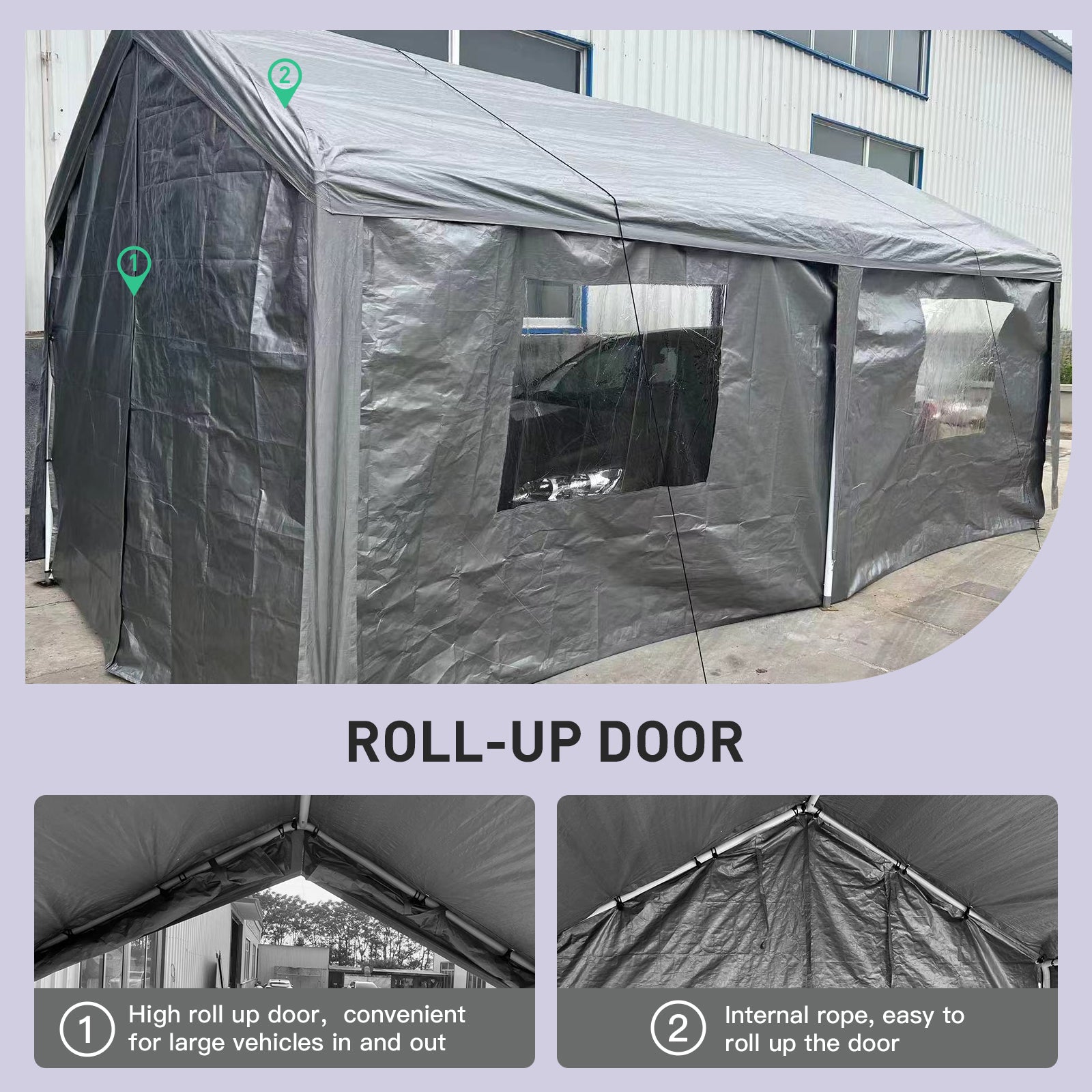 HAILSAVER HEAVY DUTY GARAGE TENT FOR GRAVEL PAD