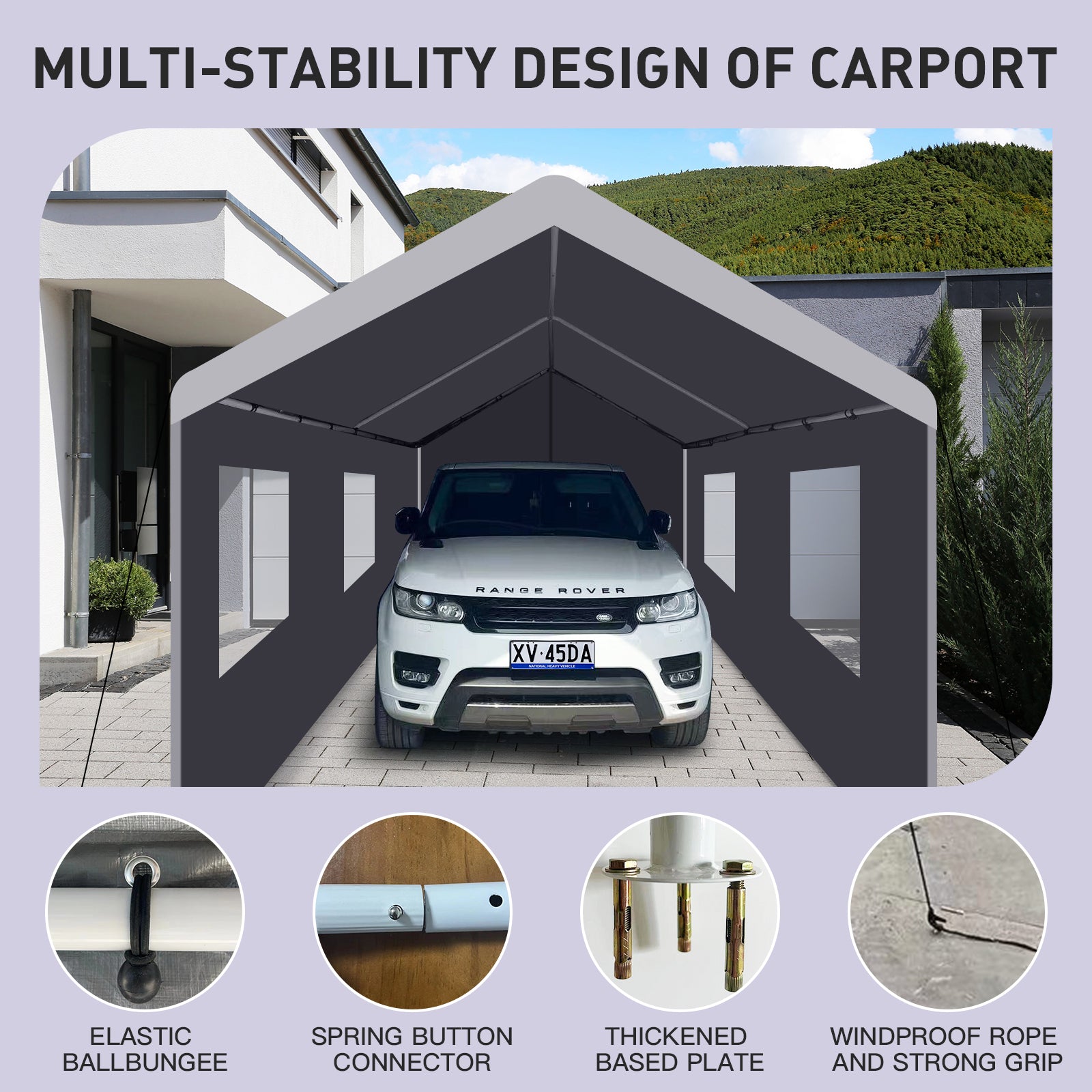 HAILSAVER HEAVY DUTY GARAGE TENT FOR GRAVEL PAD